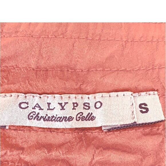 Calypso St. Barth Christiane Celle Silk Pink Flamingo A-line Cap Sleeves Dress S - Picture 7 of 8